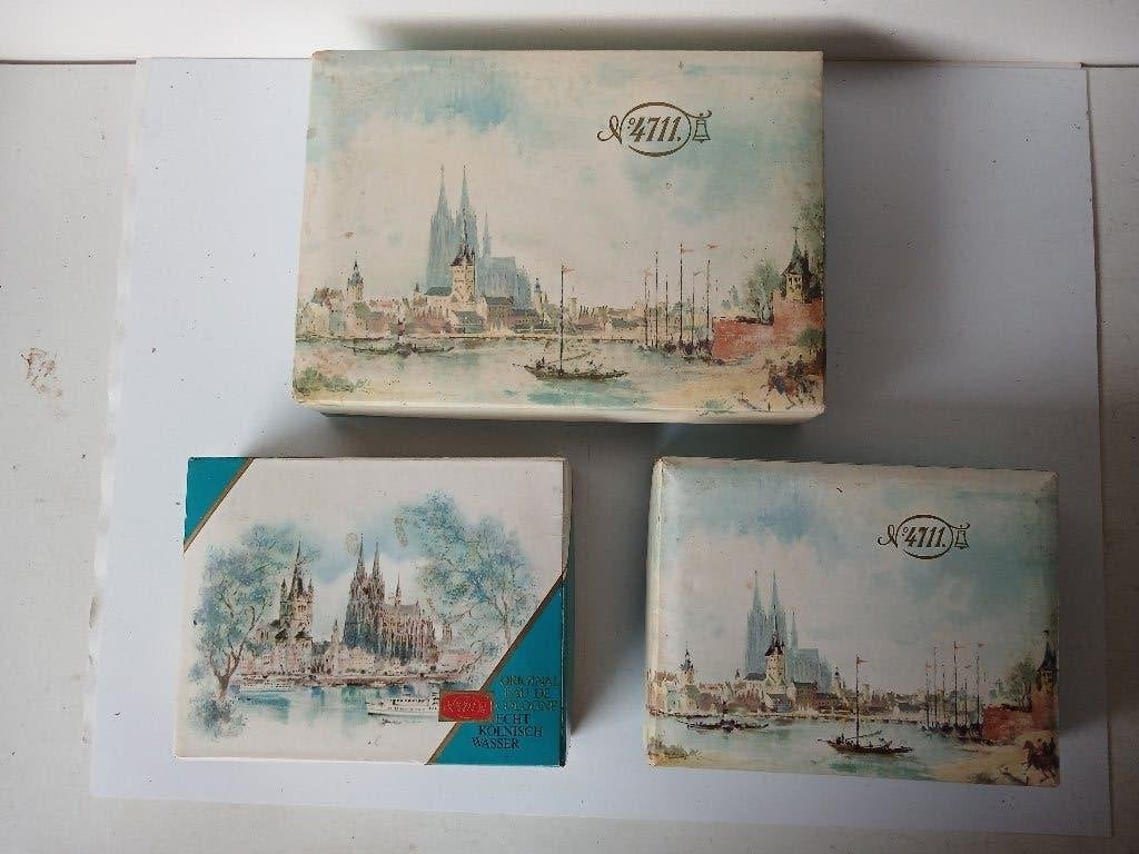 3 VINTAGE geschenkdozen 4711 Echt Kölnisch Wasser, Verzenden, Nieuw, Parfumfles, Gevuld