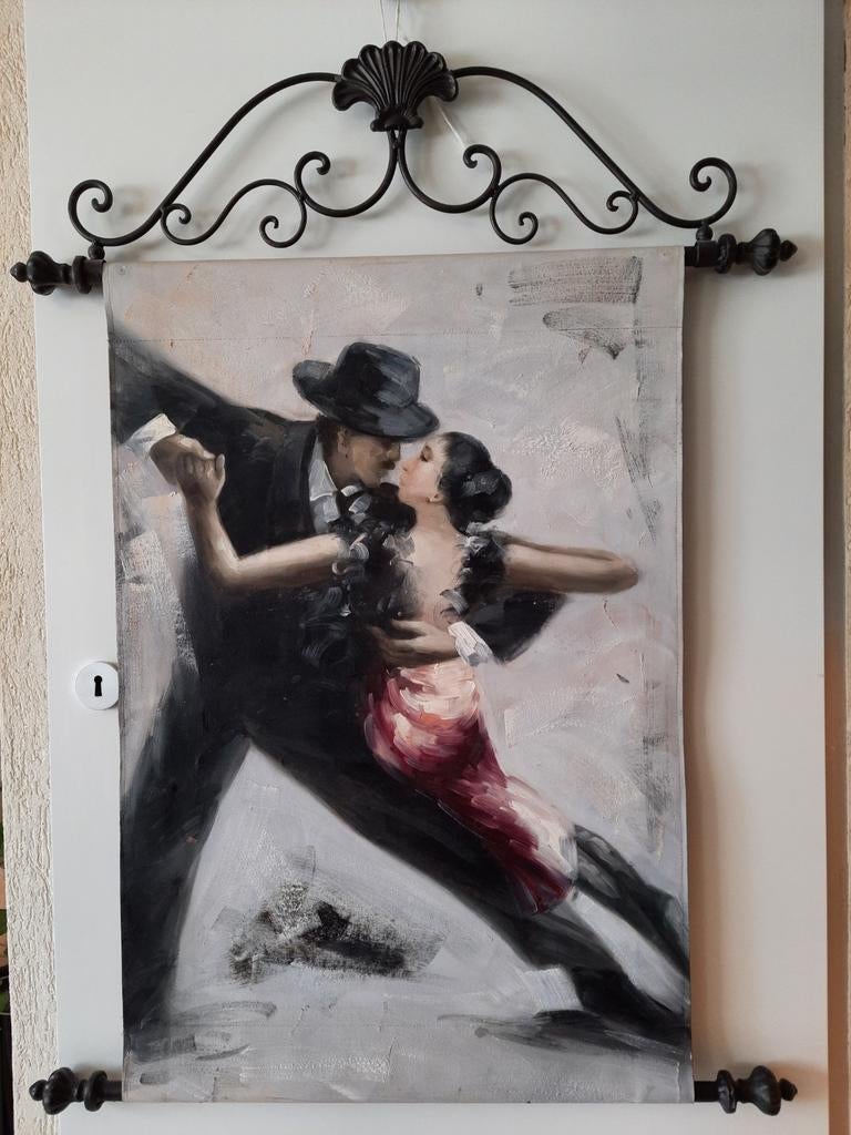 Schilderij Tango Dansers op Doek met Smeedijzeren Beugel, Ophalen