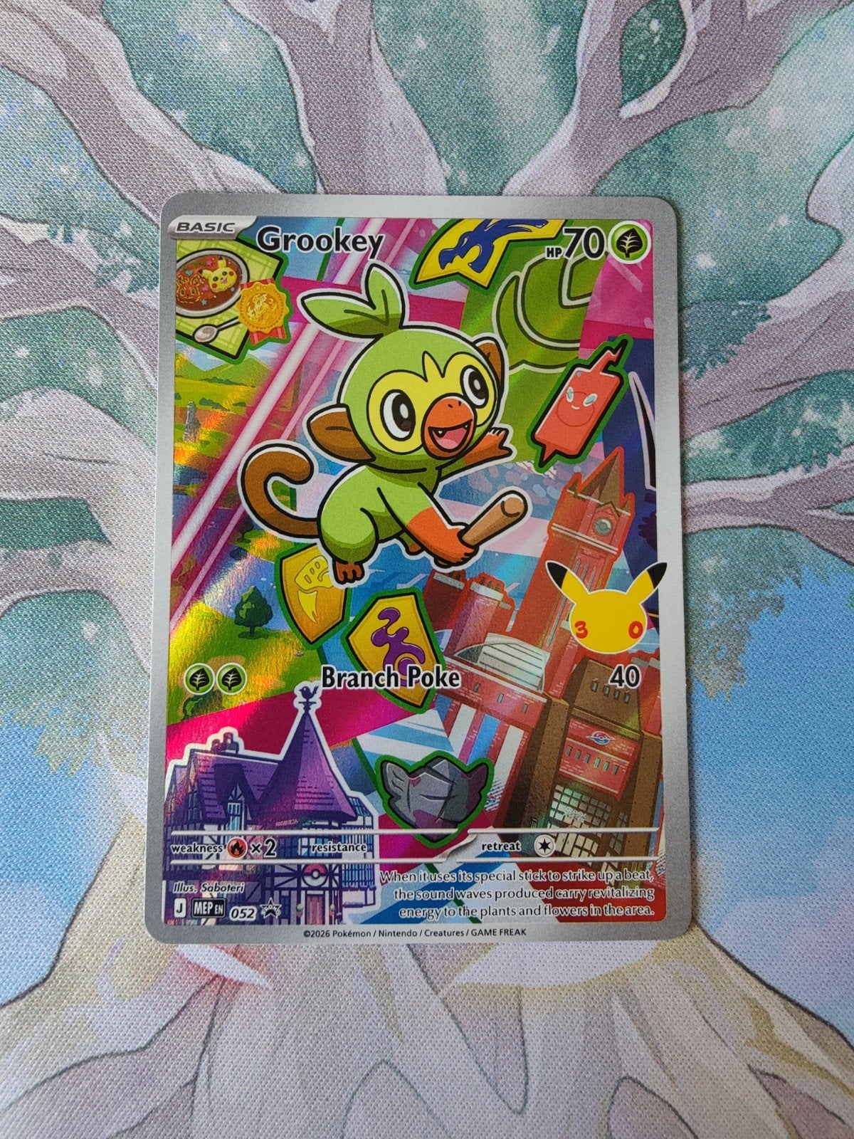 Pokemon black star promo grookey illustration mep052, Ophalen of Verzenden, Nieuw, Losse kaart, Foil