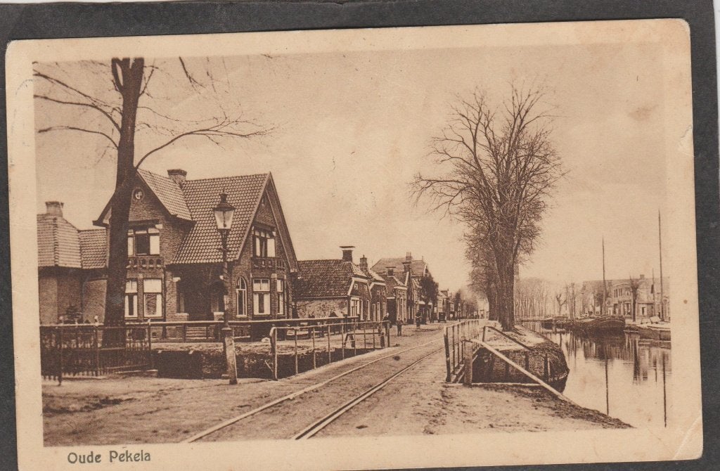 oude pekela dorpsgezicht met rails, Verzenden, Voor 1920, Gelopen, Groningen