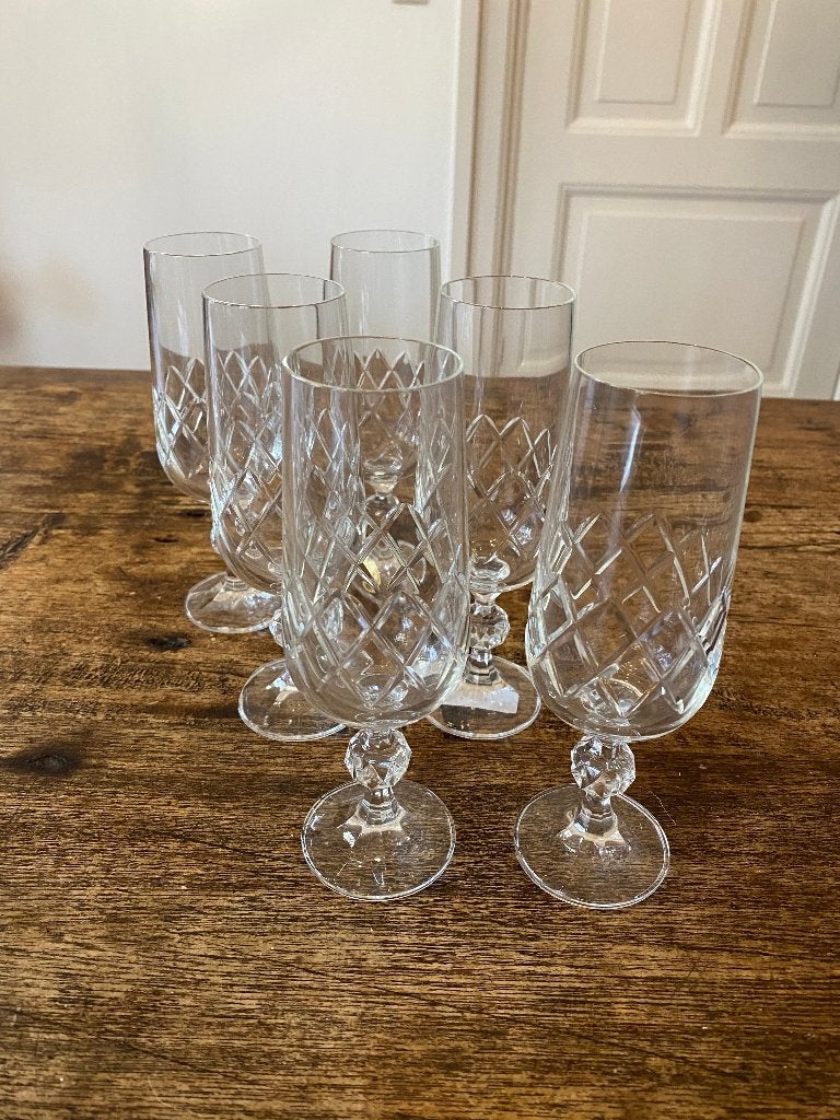 Antiek, brocante glazen (aperitief/champagne)kristal Bohemen, Ophalen of Verzenden