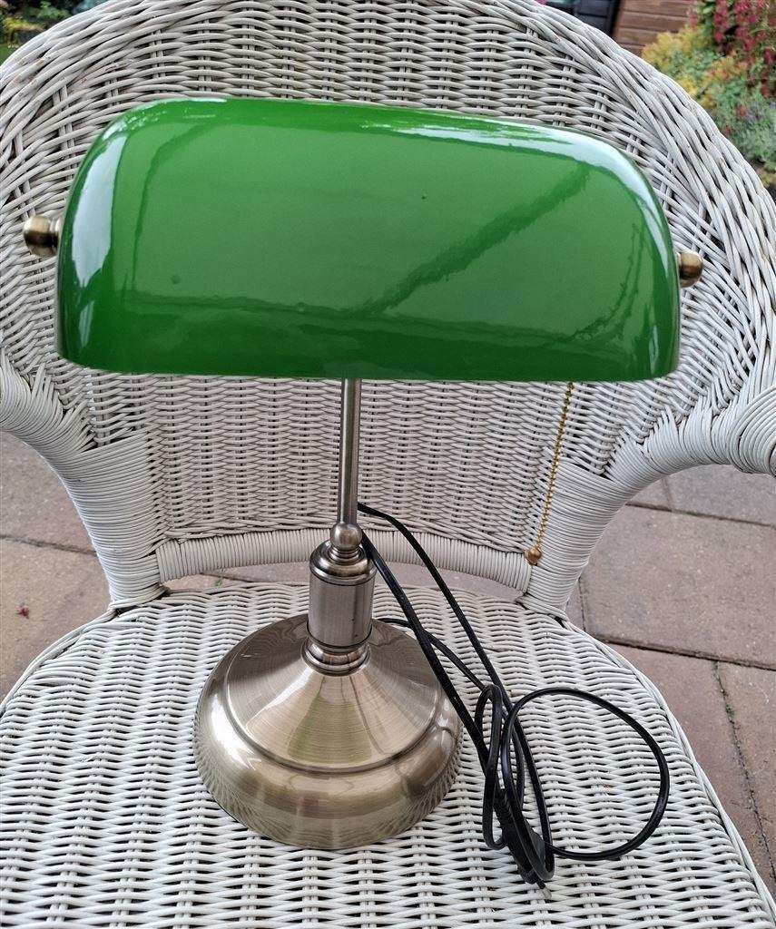 V-Tac notarislamp, bureaulamp, kap ong. 22,5x3,2x h 7,5 cm, Bureaulamp, Gebruikt, Overige merken, Groen