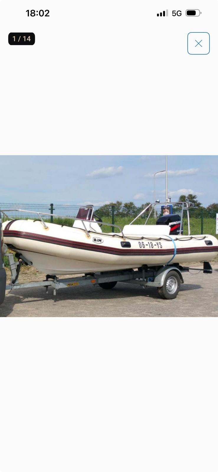 Bim580 hypalon rib met Mercury 60 pk 341 uur op pega trailer, Watersport en Boten, Rubberboten, 3 m, 60 pk, Afdekzeil, Ophalen of Verzenden