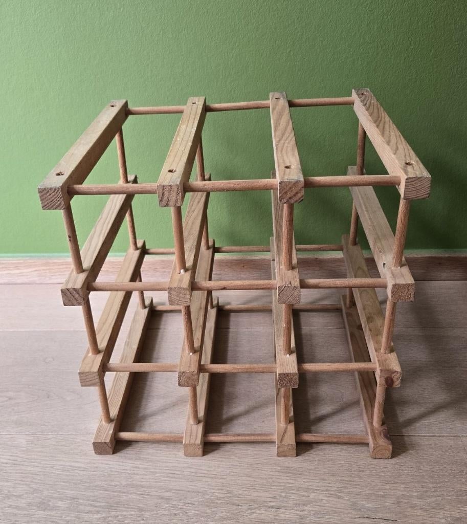 Vintage houten wijnrek, Huis en Inrichting, Woonaccessoires | Wijnrekken, Ophalen, 5 tot 15 flessen, Zo goed als nieuw, Minder dan 50 cm