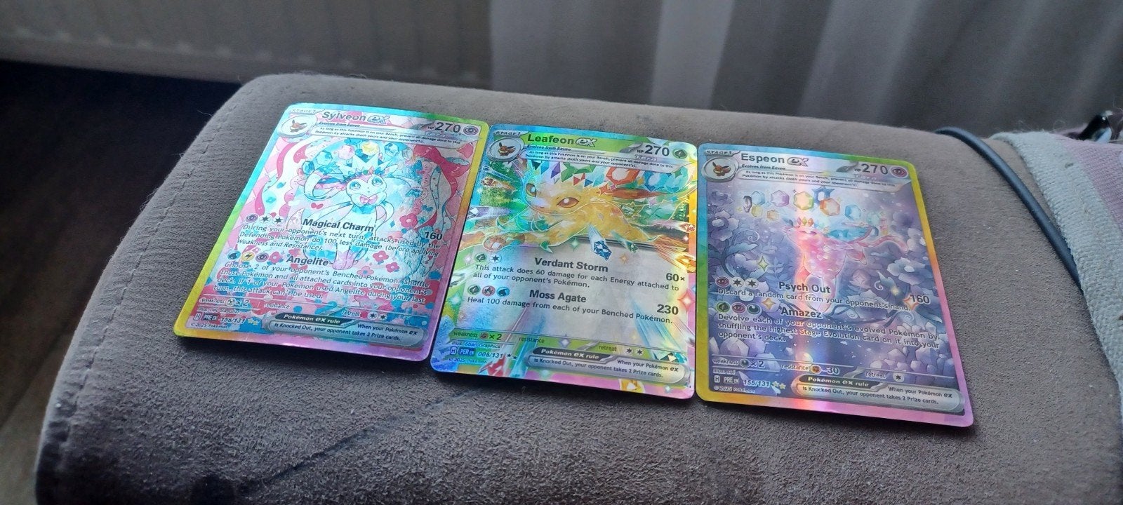 Pokemon platjes: Sylveon, Leafeon en Espeon VMAX, Ophalen of Verzenden, Zo goed als nieuw, Meerdere kaarten, Foil