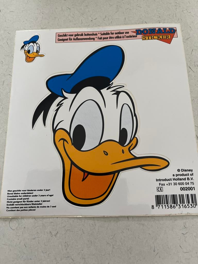 Donald Duck Sticker - Geschikt voor buitenhuis - 15x11 cm, Ophalen of Verzenden, Nieuw, Sticker