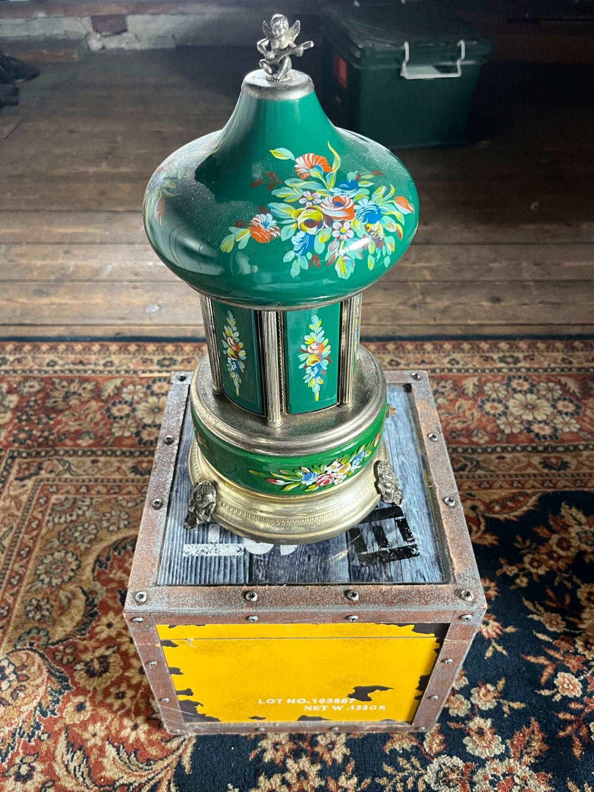 Reuge Muziekdoos Sigarettenhouder met Engel en Bloemen, Ophalen of Verzenden
