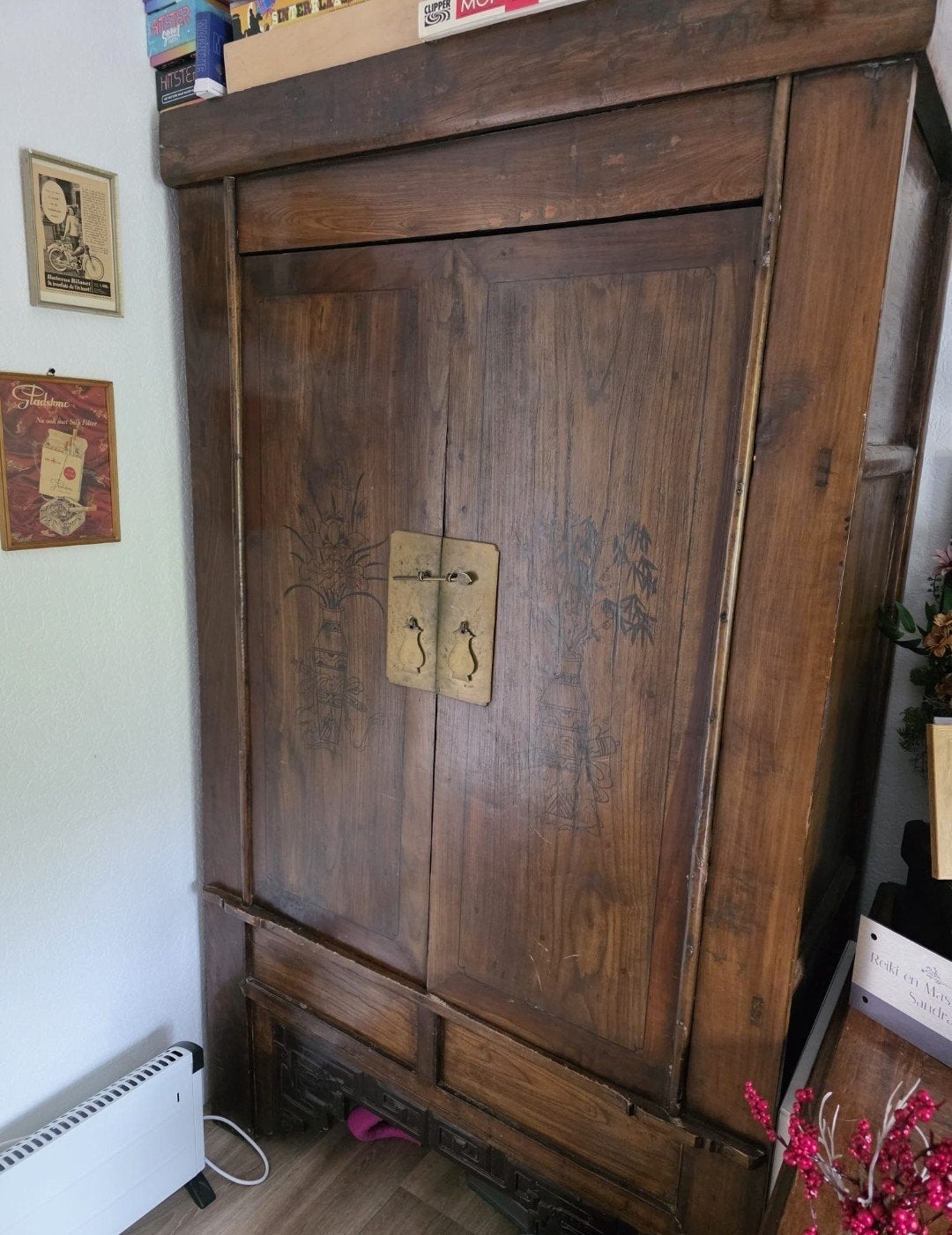 Antieke Chinese Bruidskast - Massief Hout, Antiek en Kunst, Ophalen
