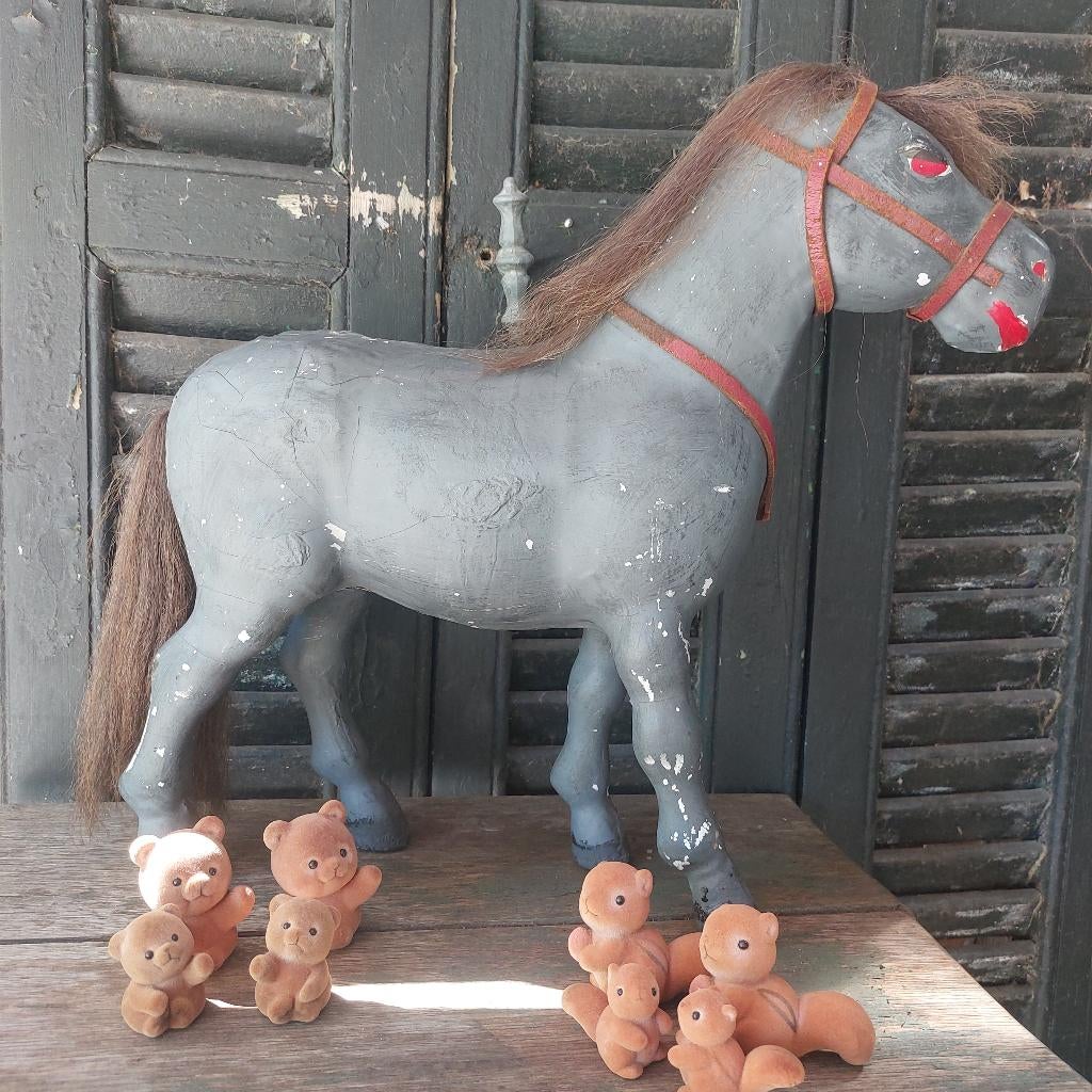 Brocante shabby paard van papier mache, 40 x 40 cm, Ophalen of Verzenden