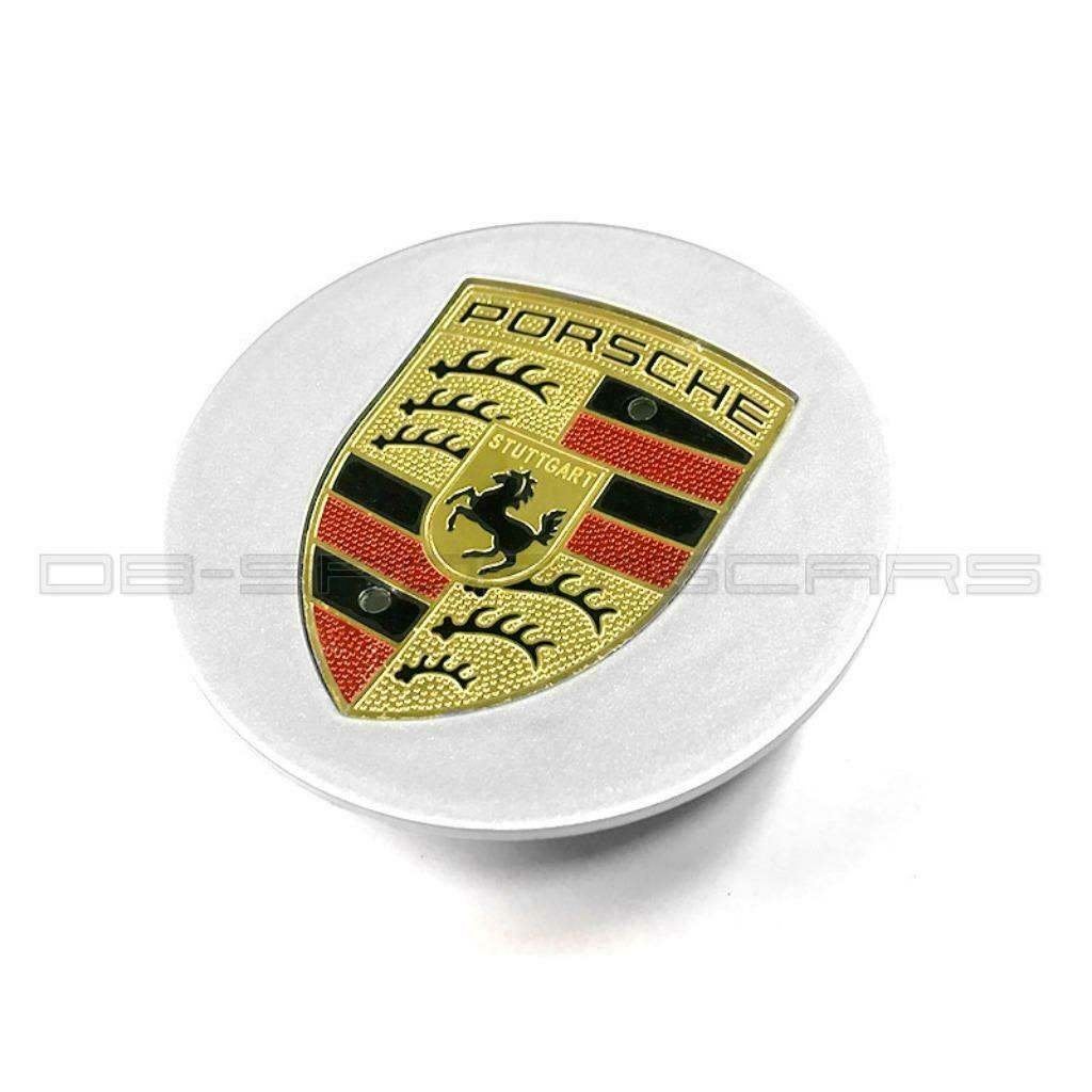 Porsche naafdoppen zilver met kleur logo, Verzenden, Nieuw