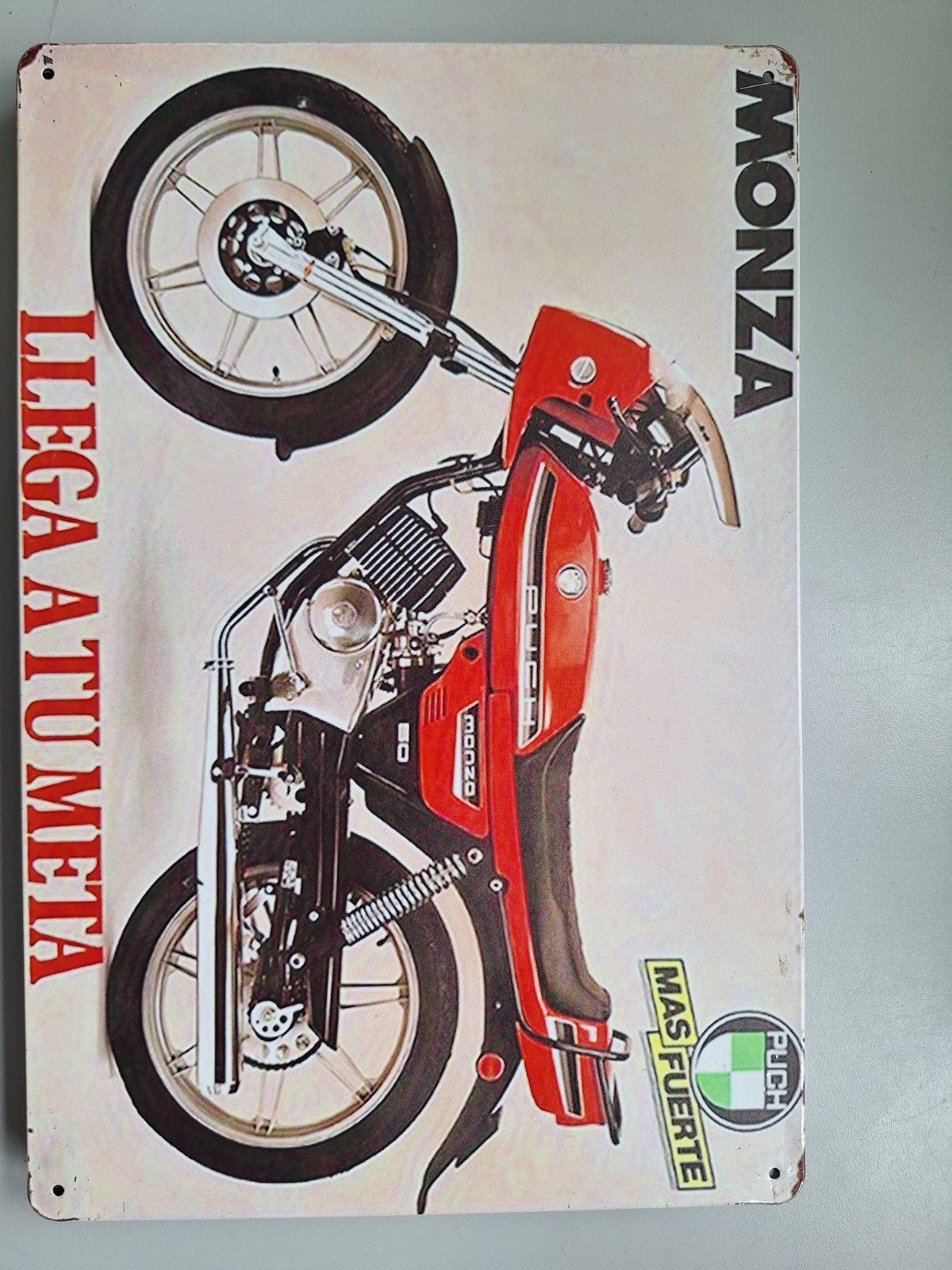 Vintage Puch Monza bromfiets reclamebord, Ophalen of Verzenden, Nieuw