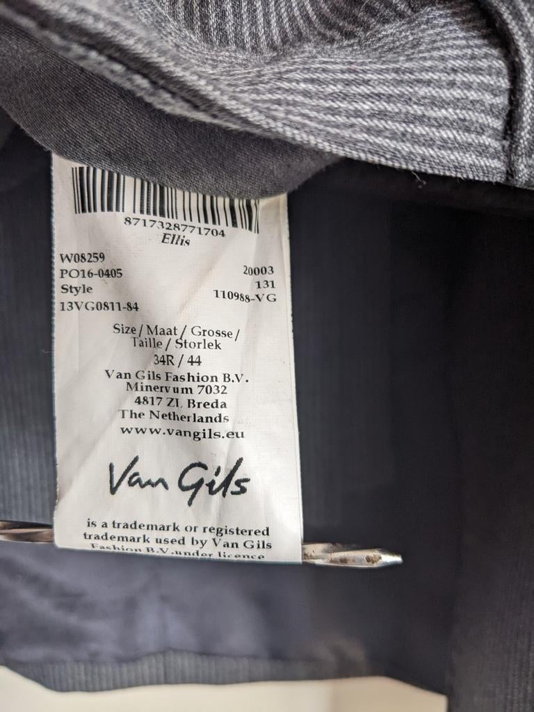 Stijlvol Van Gils Kostuum - Grijs gestreept - Maat 44, Kleding | Heren, Kostuums en Colberts, Zo goed als nieuw, Grijs, Maat 46 (S) of kleiner