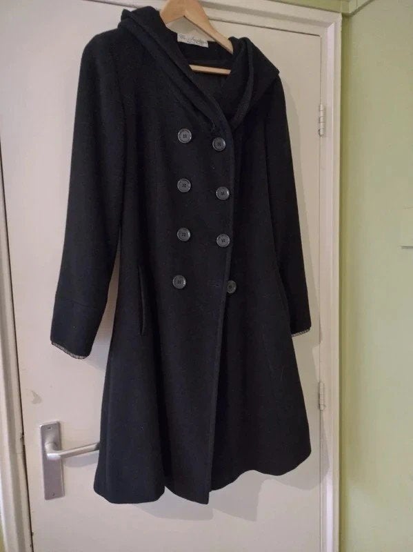 Prachtige Victoriaans Gothic Winterjas 70% Wol, 10% Cashmere, Maat 38/40 (M), Carnaval, Ophalen of Verzenden, Zo goed als nieuw