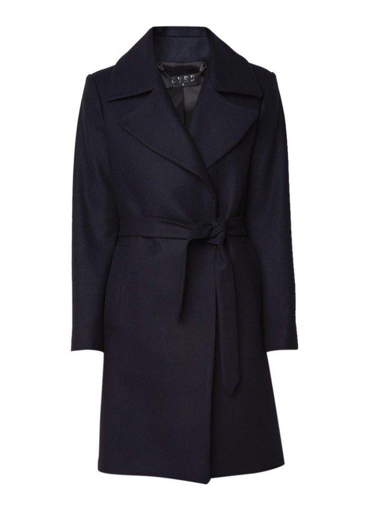 CVRD Kenza mantel wolblend met strikceintuur navyblauw M, Maat 38/40 (M), Nieuw, Ophalen of Verzenden, CVRD