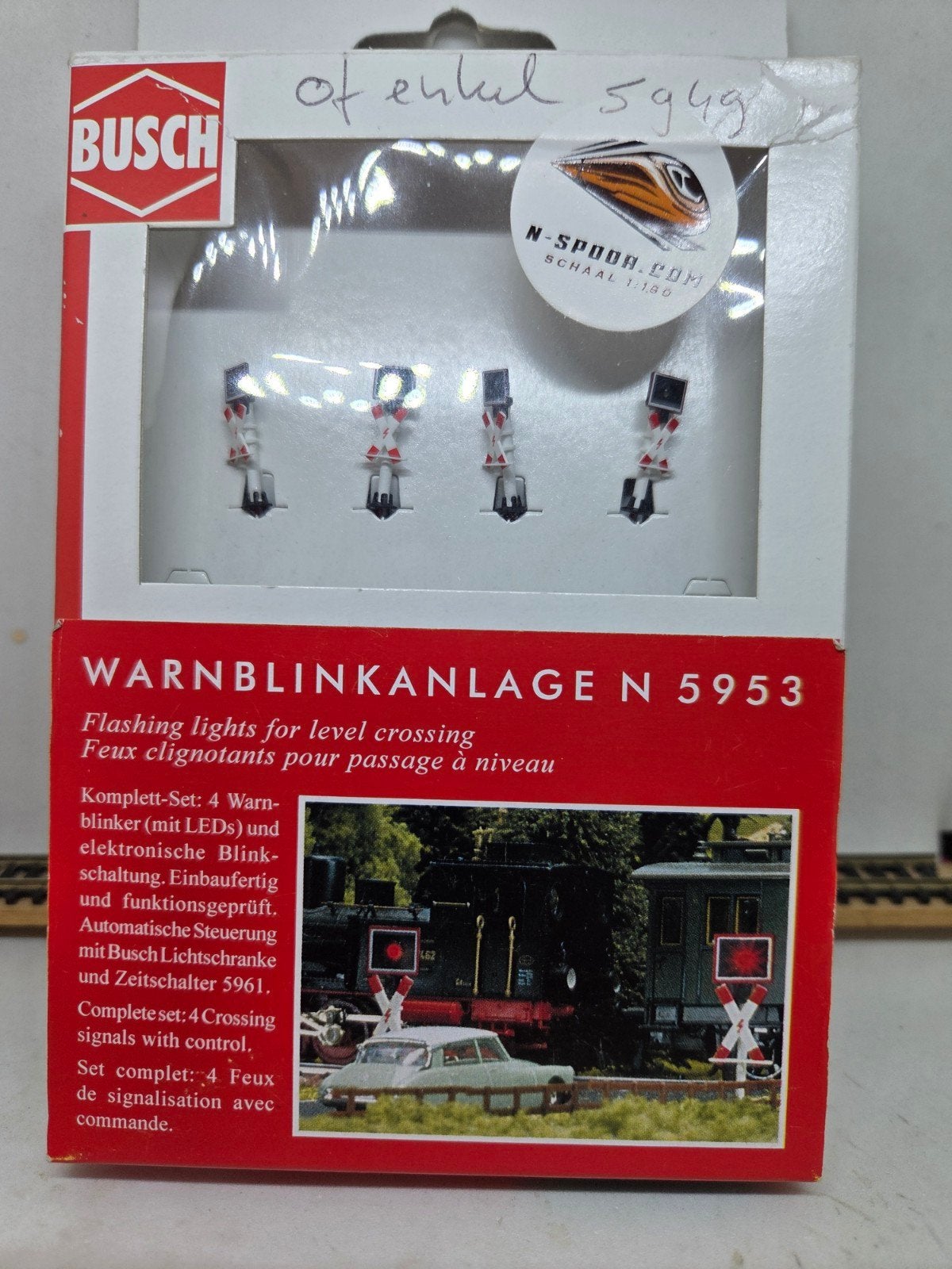 Busch 5953 4 stuks waarschuwingslichten met automaat N-spoor, Overige merken, Wisselstroom, Overige typen, Nieuw