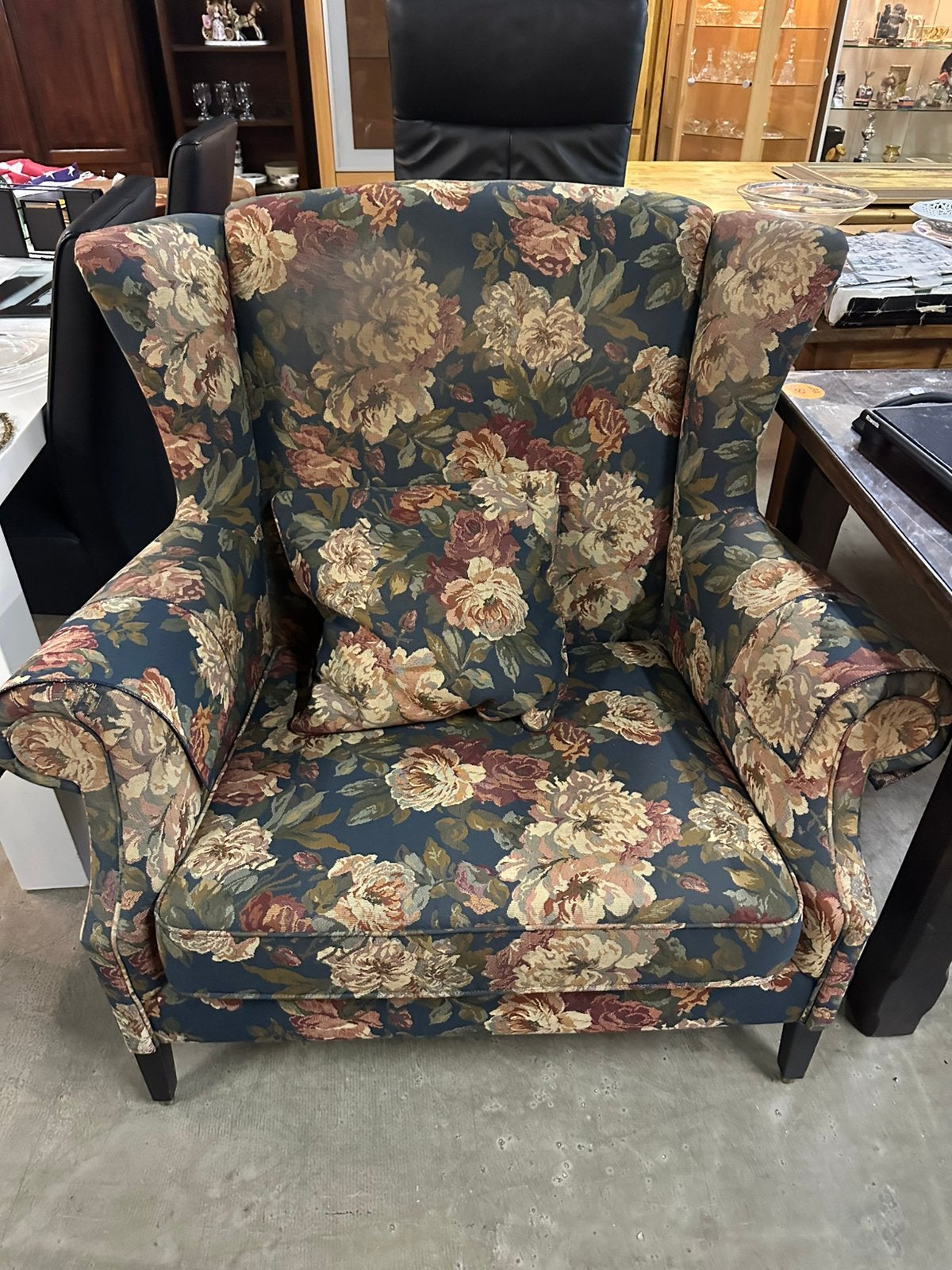 oorfauteuil met bloemenpatroon, 75 tot 100 cm, Ophalen of Verzenden, X, 100 tot 125 cm