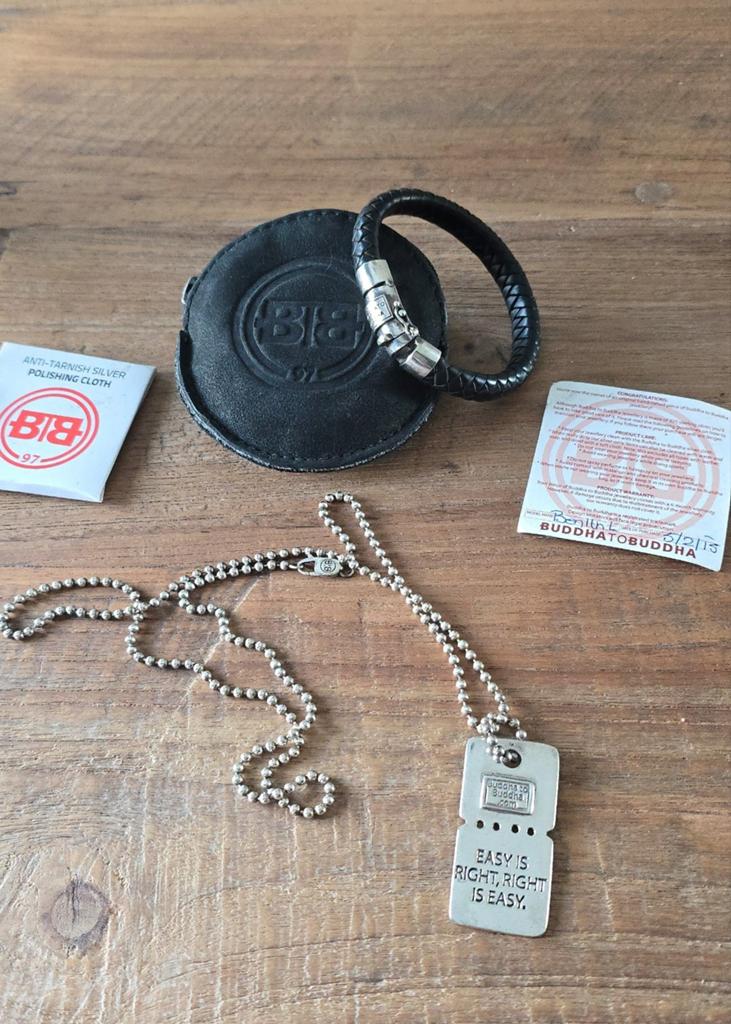 Buddha to Buddha armband en ketting set, Sieraden, Tassen en Uiterlijk, Kettingen, Met hanger, Zwart, Ophalen of Verzenden, Zo goed als nieuw