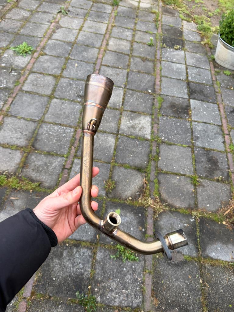Voorbocht Akrapovic/JM Tuning Vespa Sprint 4T 3V (EURO 4 & 5, Ophalen of Verzenden, Gebruikt, Uitlaat, Vespa