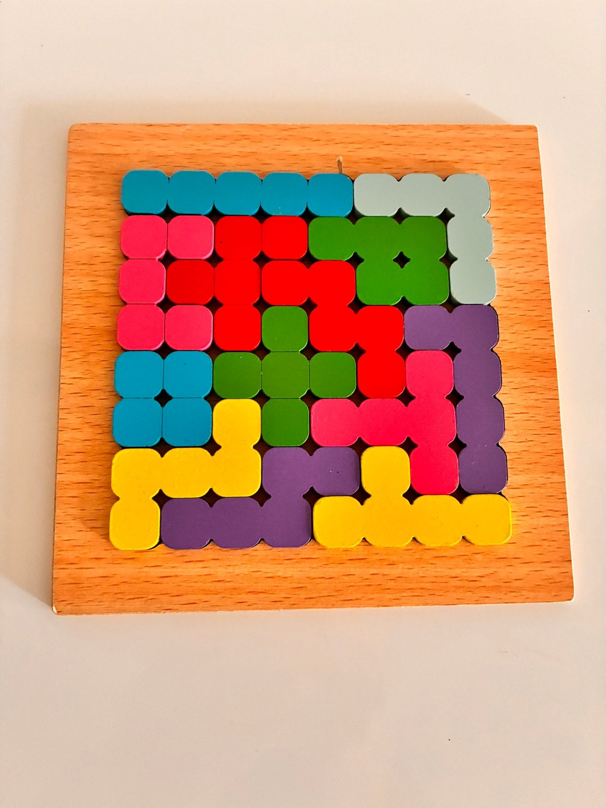 Houten Tangram Puzzel - Kleurrijk en Educatief, 10 tot 50 stukjes, Ophalen of Verzenden, Zo goed als nieuw, Van hout