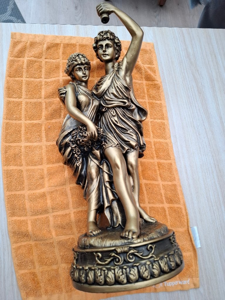 bronskleurig beeld van athena en apollo, Ophalen of Verzenden, Gebruikt