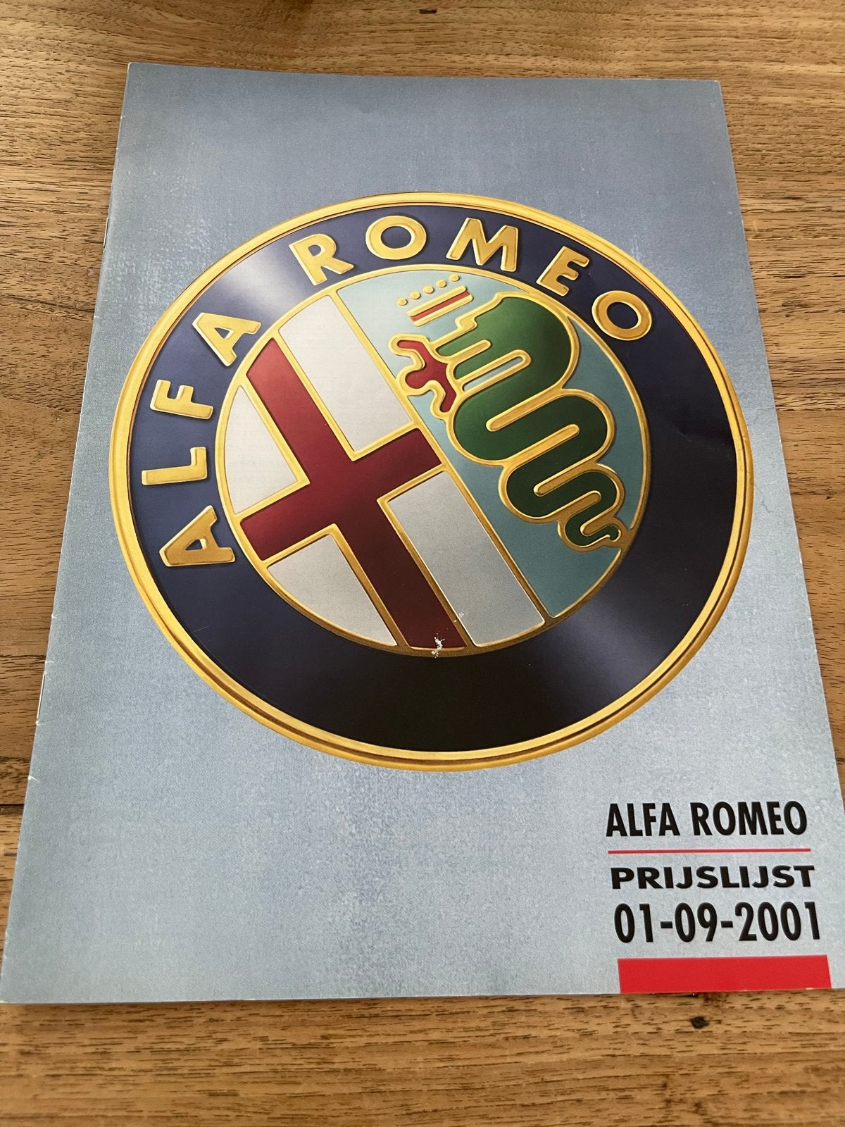 Alfa Romeo Prijslijst - 01-09-2001, Ophalen of Verzenden, Zo goed als nieuw, Alfa Romeo