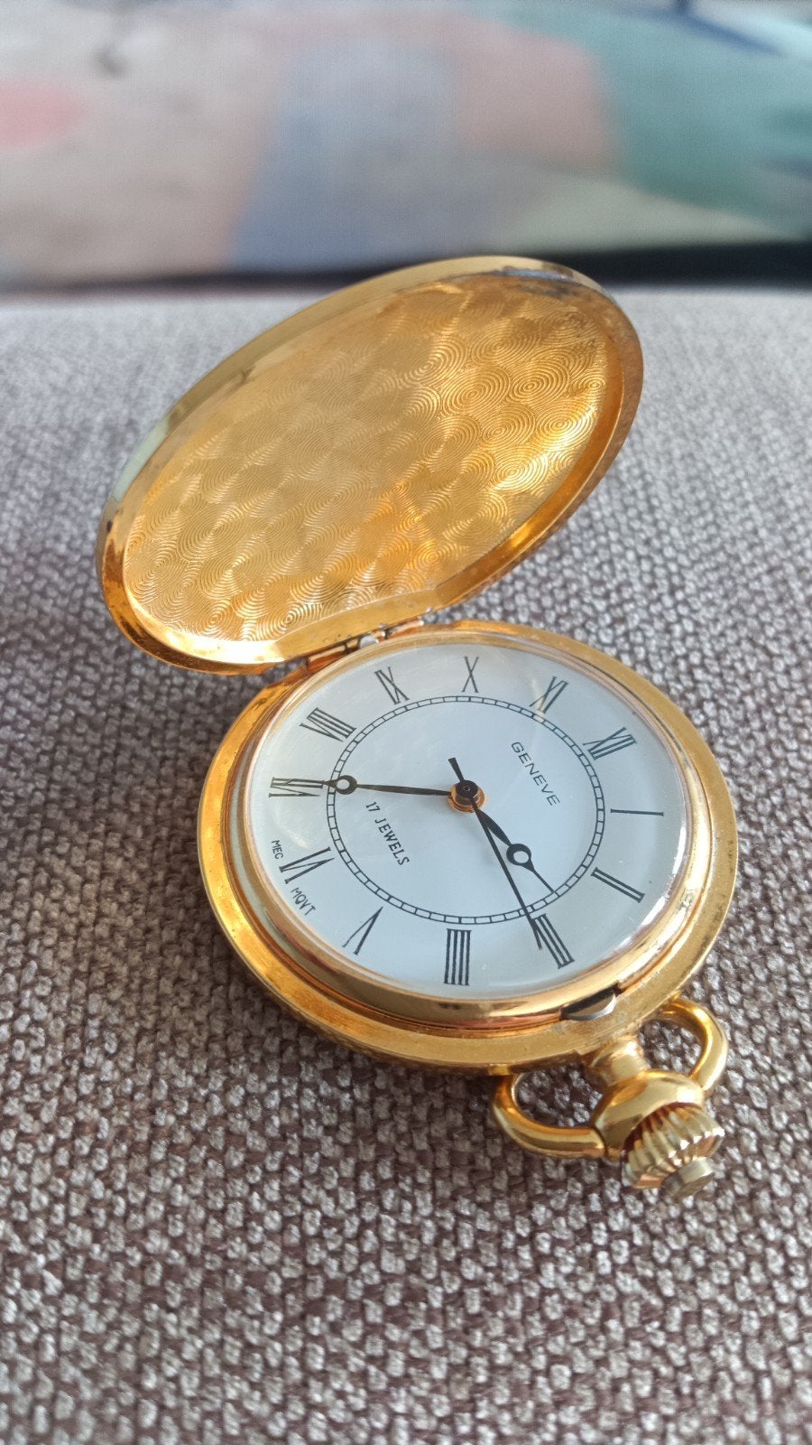 Gouden Zakhorloge Geneve 17 Jewels, Overige merken, Overige materialen, Zakhorloge, Verguld