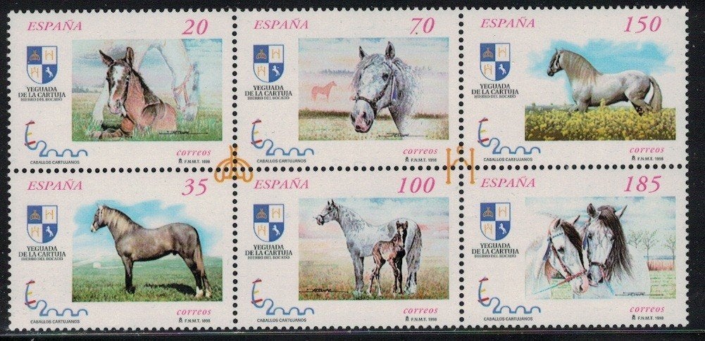 B1497 Spanje 3443/48 postfris Paarden, Verzenden, Postfris