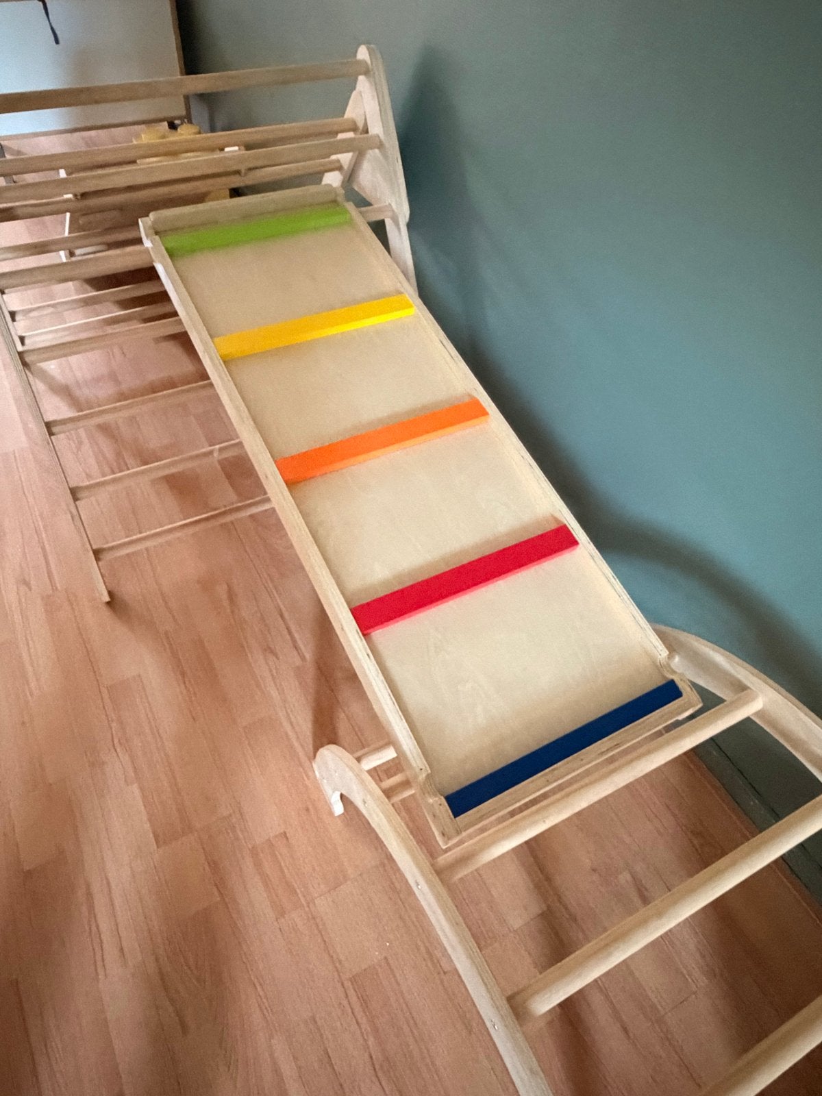 Klimrek complete set hout, Kinderen en Baby's, Speelgoed | Buiten | Speeltoestellen, Zo goed als nieuw, Glijbaan, Ophalen