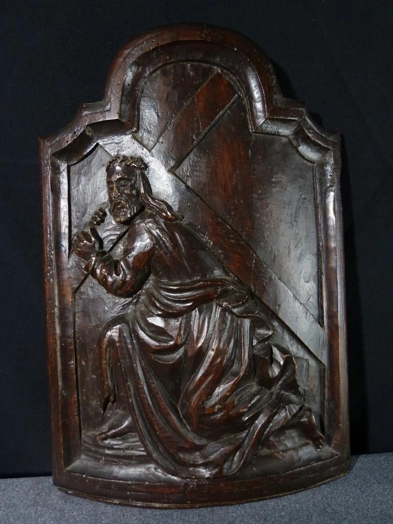 Tabernakeldeur met Kruisdragende Christus, 17e Eeuw, Antiek en Kunst, Ophalen of Verzenden