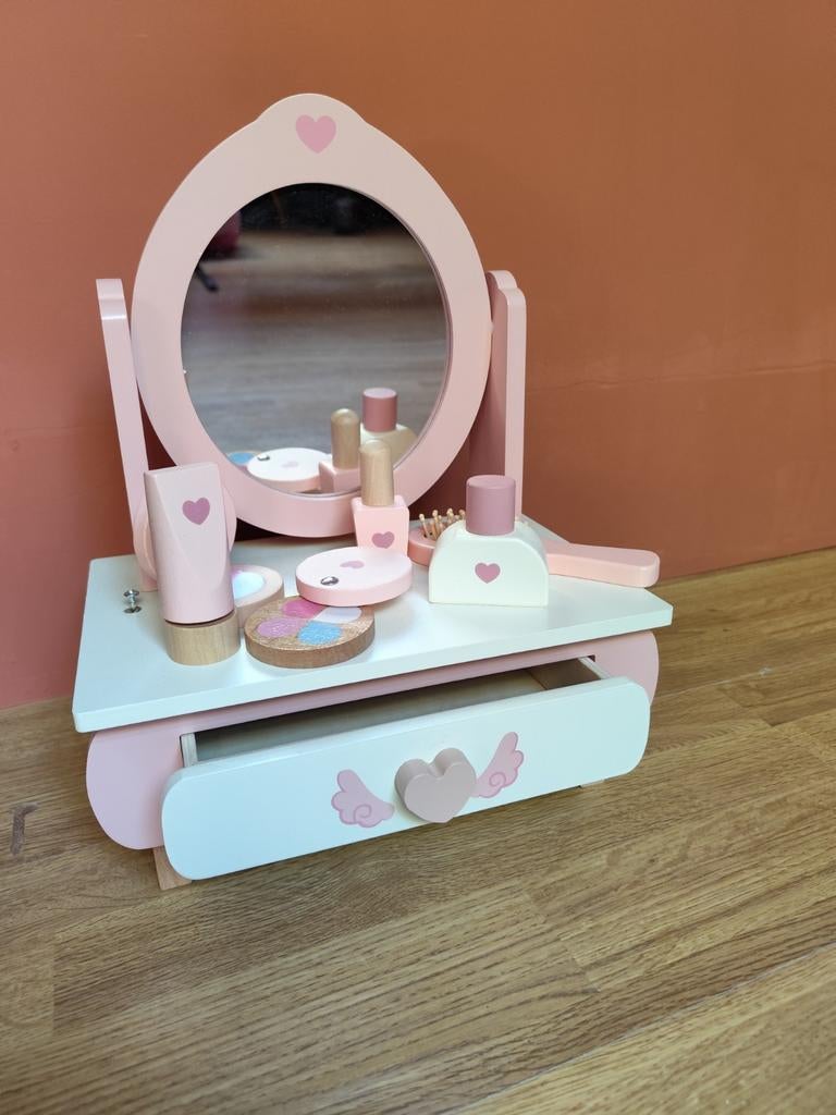 Houten make-up tafeltje compleet met accessoires, Ophalen of Verzenden, Zo goed als nieuw