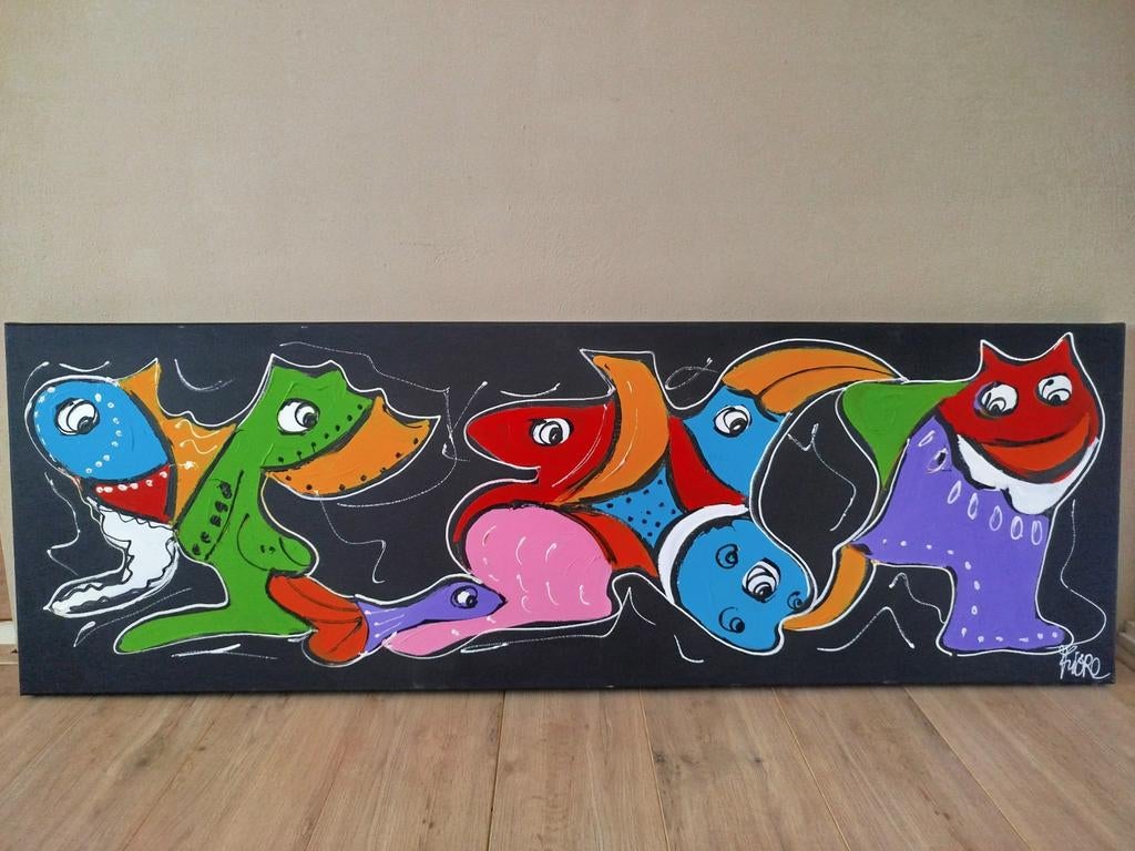 Schilderij acrylverf 150x50x4, Ophalen
