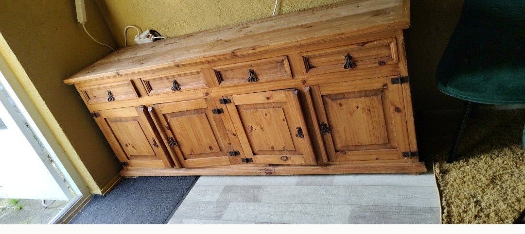 Massief houten dressoir met lades en deuren, Huis en Inrichting, Gebruikt, Met lade(s), 150 tot 200 cm, Ophalen of Verzenden