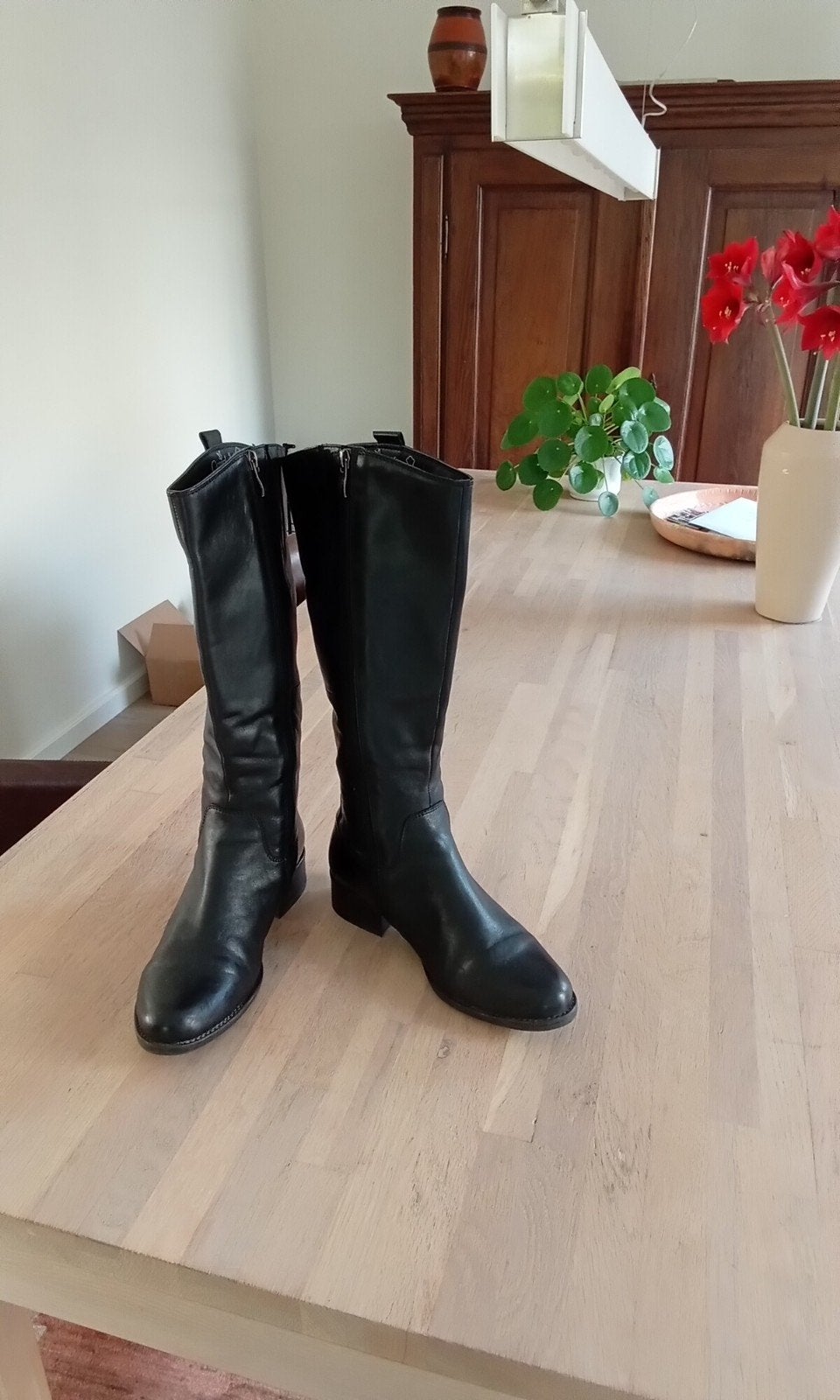 Caprice zwarte leren laarzen - Maat 38, Hoge laarzen, Zwart, Ophalen of Verzenden, Zo goed als nieuw