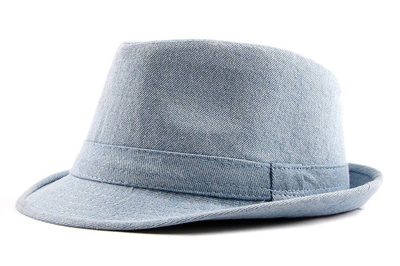 Lichtblauwe denim trilby hoed / heren dames fedora jazz, Kleding | Heren, Verzenden, Nieuw, Hoed