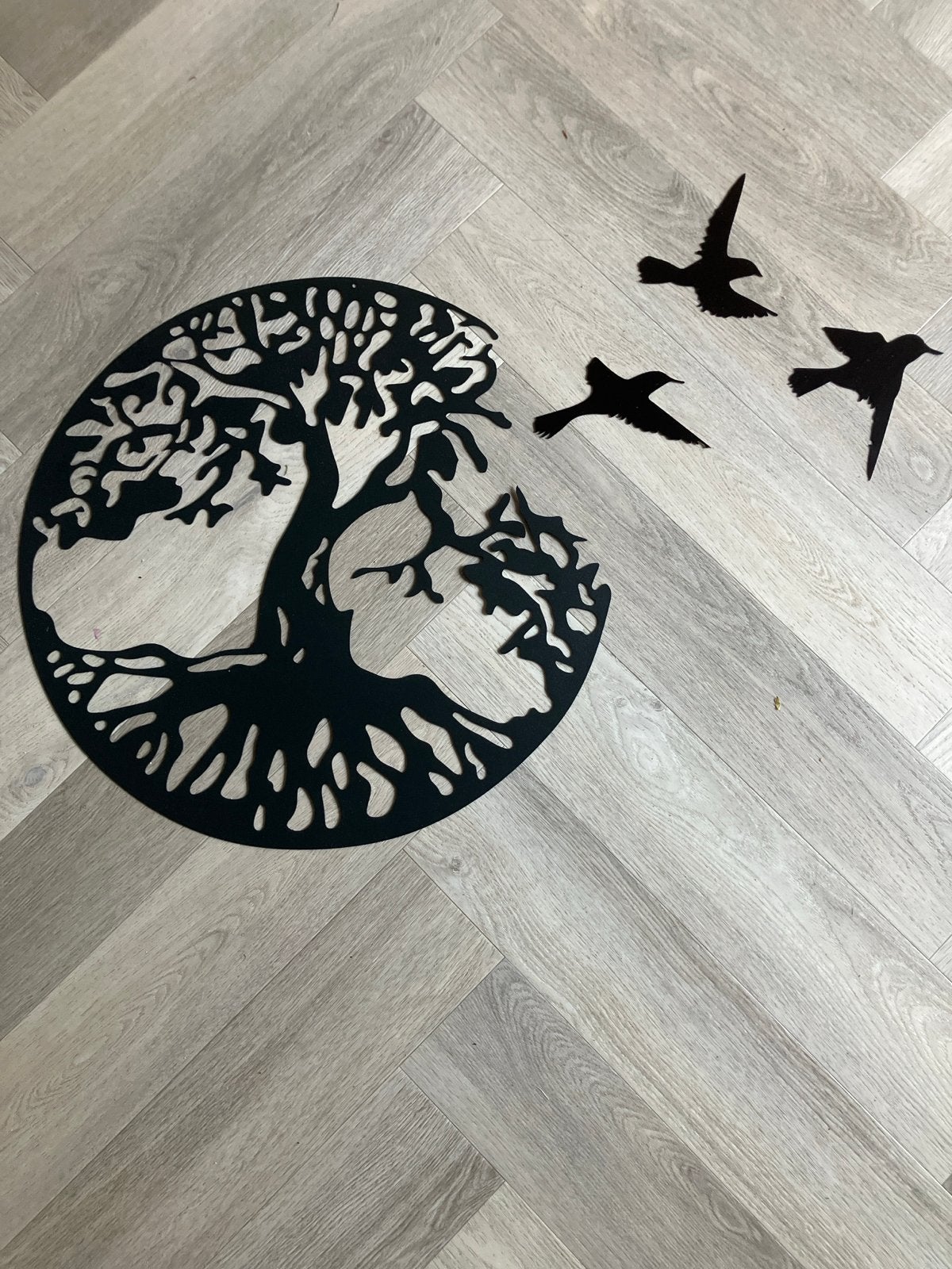 Levensboom wanddecoratie met vogels - 50cm, Zwart, Nieuw, Ophalen of Verzenden, Metaal