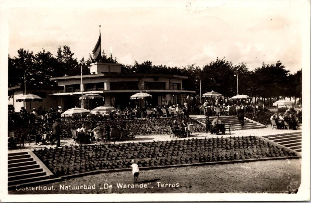 Oosterhout - Natuurbad De Warande terras (1953), Verzenden, 1940 tot 1960, Gelopen, Noord-Brabant