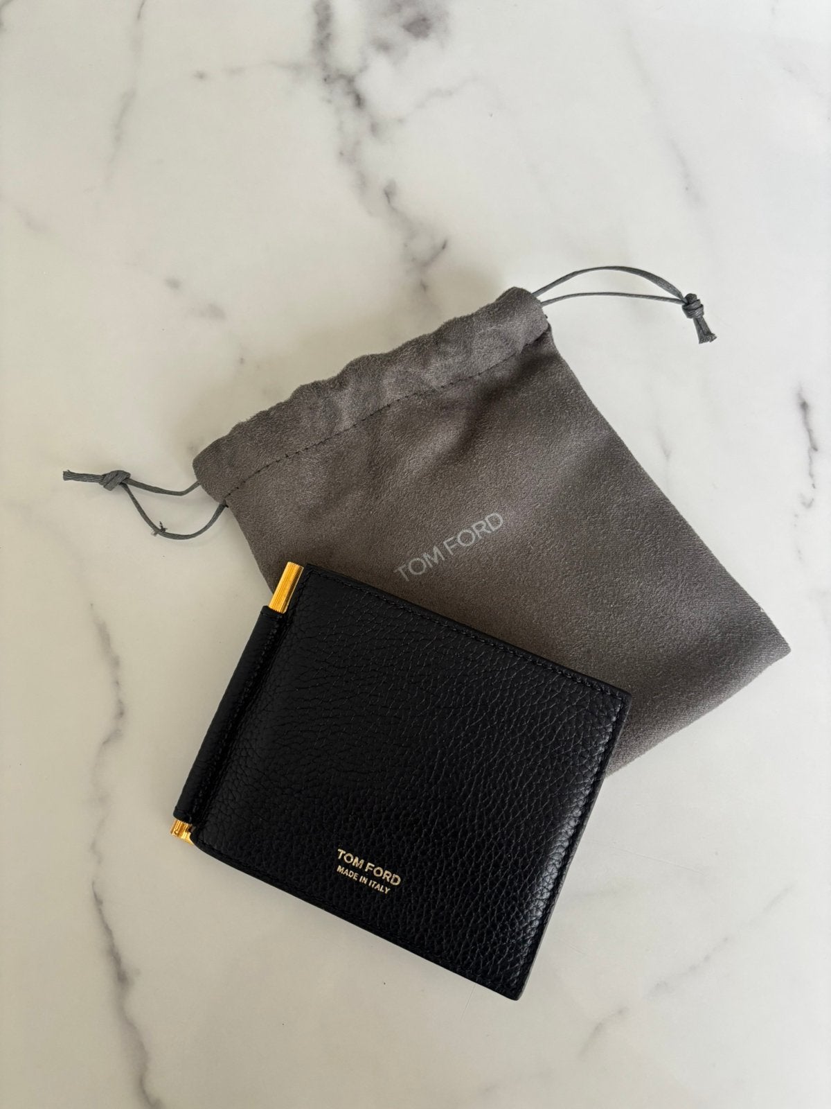 Tom Ford Money Clip Wallet Zwart Kalfsleer | Authentiek, Ophalen of Verzenden, Zo goed als nieuw, Zwart