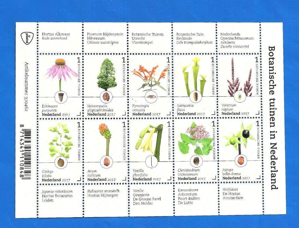 NVPH 3525-3534 Botanische Tuinen in Nederland - 2017, Postzegels en Munten, Verzenden, Na 1940, Postfris