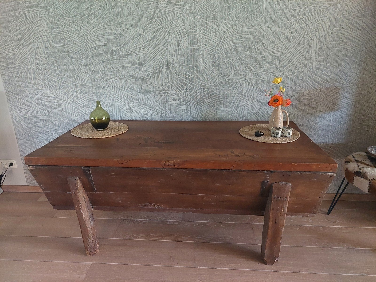 Unieke eiken houten kistbank /trog, Ophalen