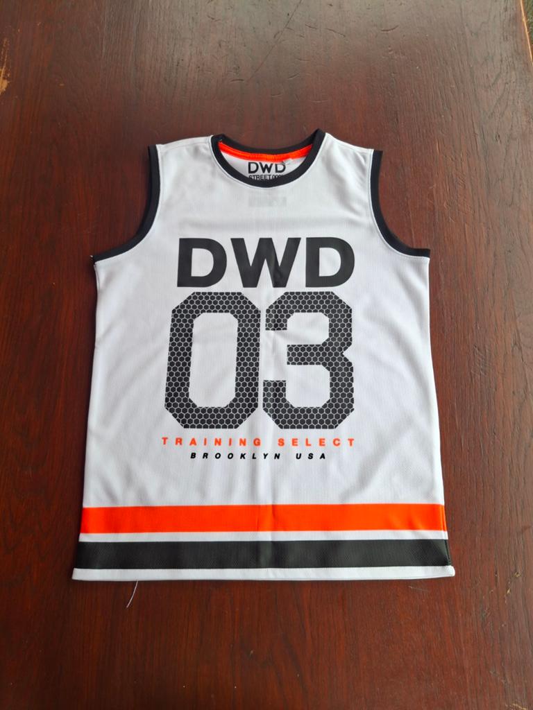 DWD Trainingsshirt Jongens 145/152 - Wit/Zwart/Oranje, Gebruikt, Sport- of Zwemkleding, Ophalen of Verzenden, Jongen