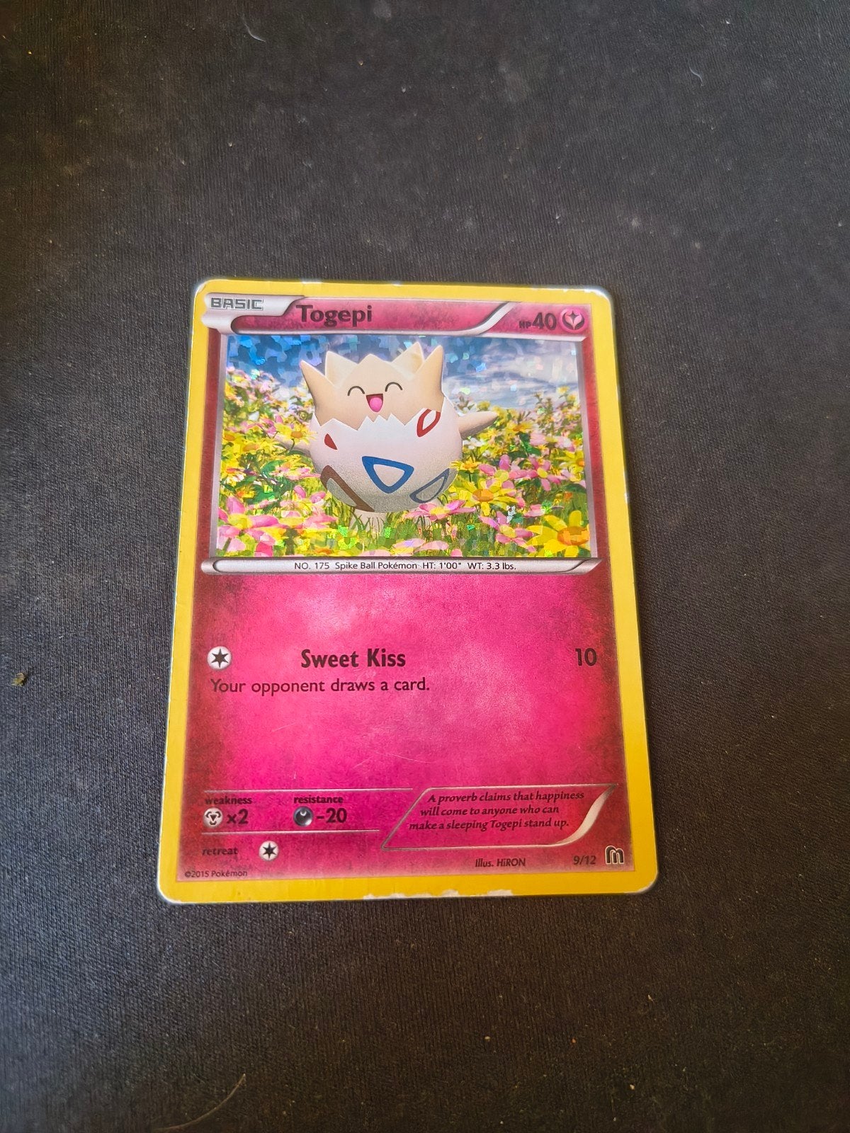 Togepi Pokémon kaart - holo- 9/12, Ophalen of Verzenden, Gebruikt, Losse kaart, Foil