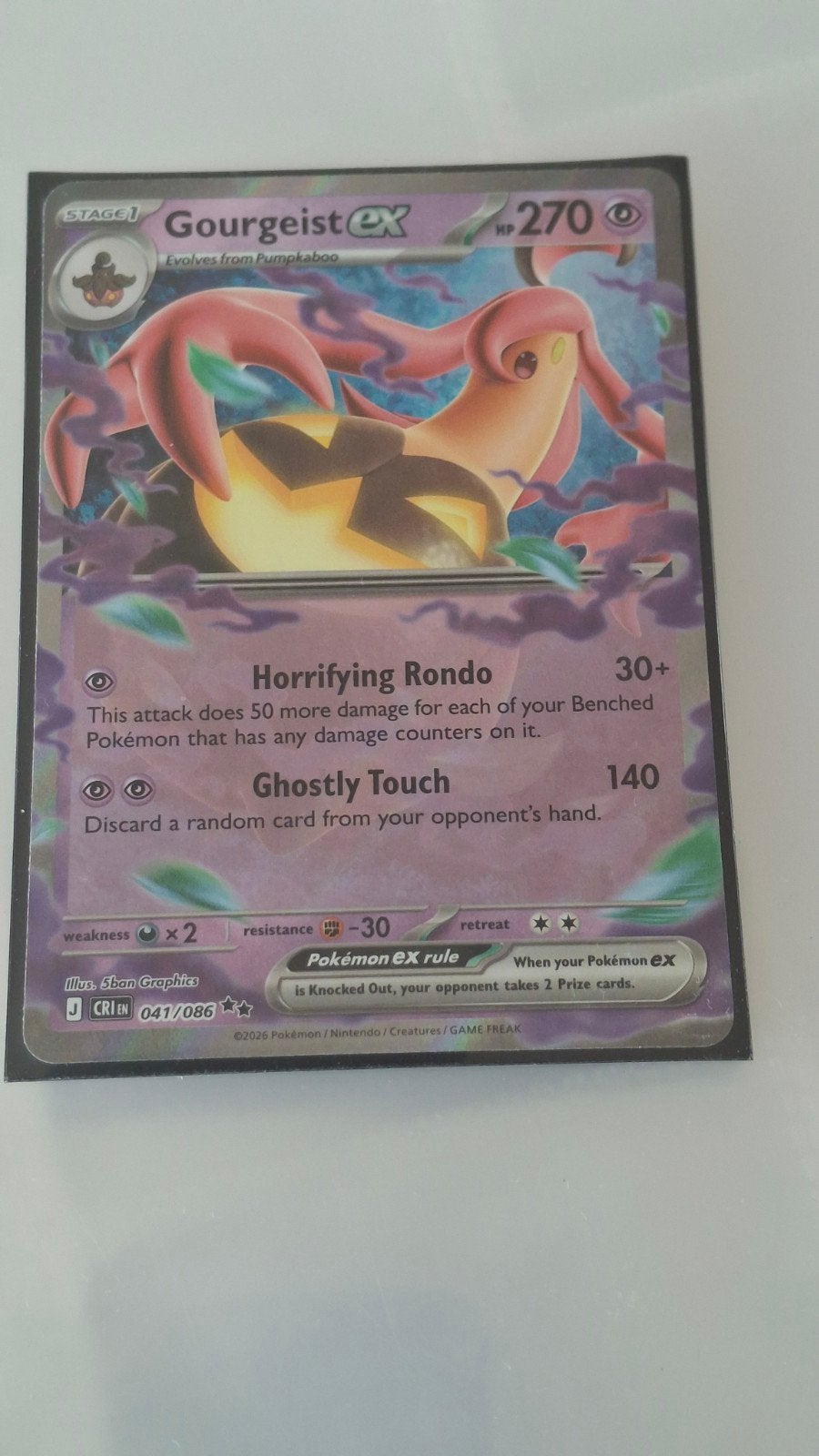 Gourgeist EX Pokémon Kaart CRI 041/086, Ophalen of Verzenden, Zo goed als nieuw, Losse kaart, Foil