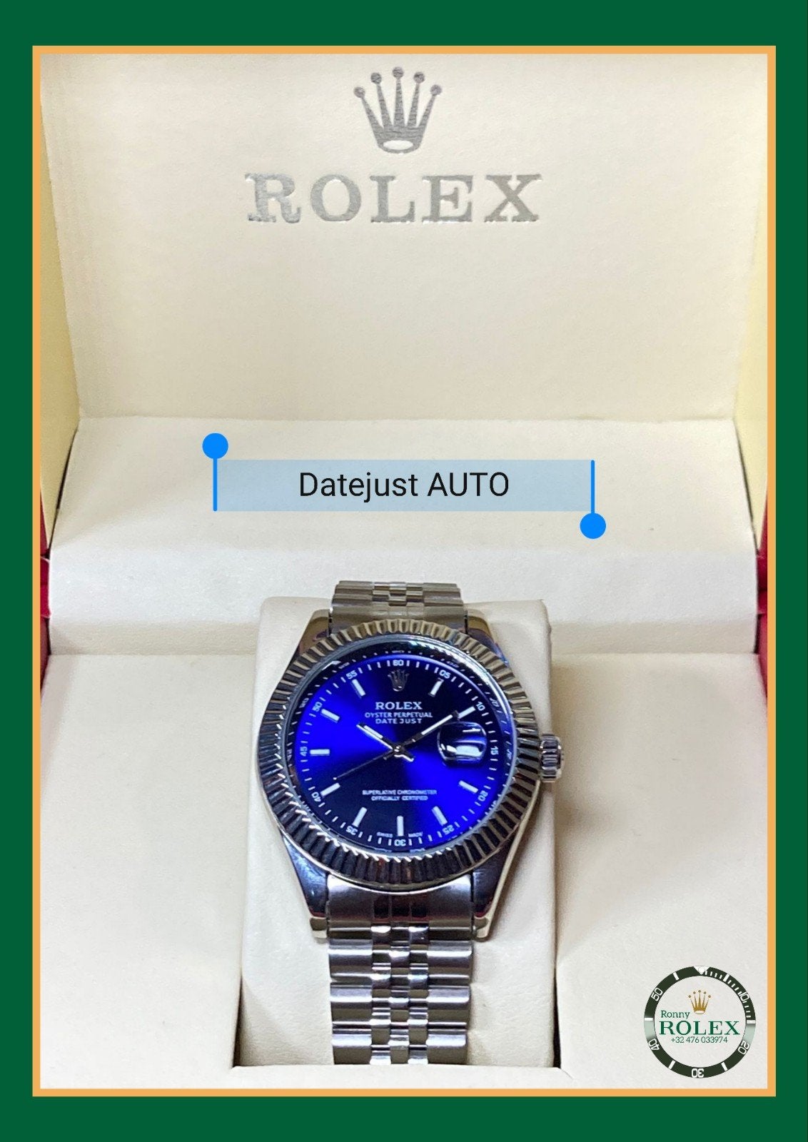 RLX DJ blue automatisch INCL. luxebox, Ophalen of Verzenden, Waterdicht, Nieuw, Blauw