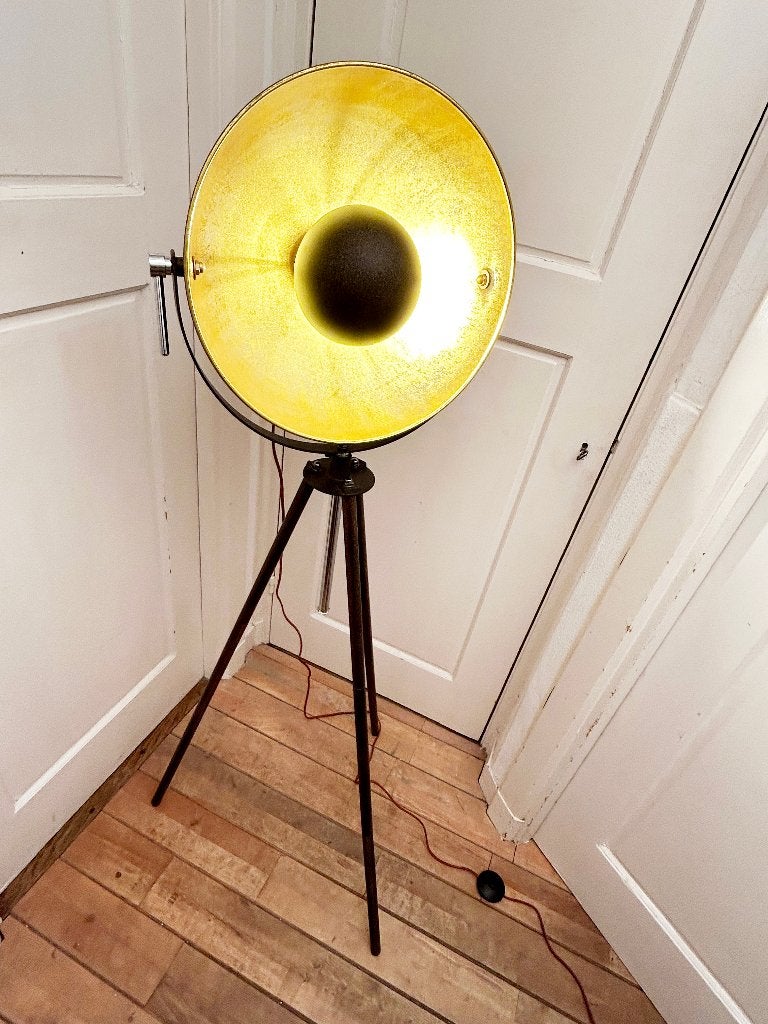 GLOBO Tripod (Goud/Brons kleur) vloerlamp, Ophalen, Gebruikt, E27 (groot), Metaal