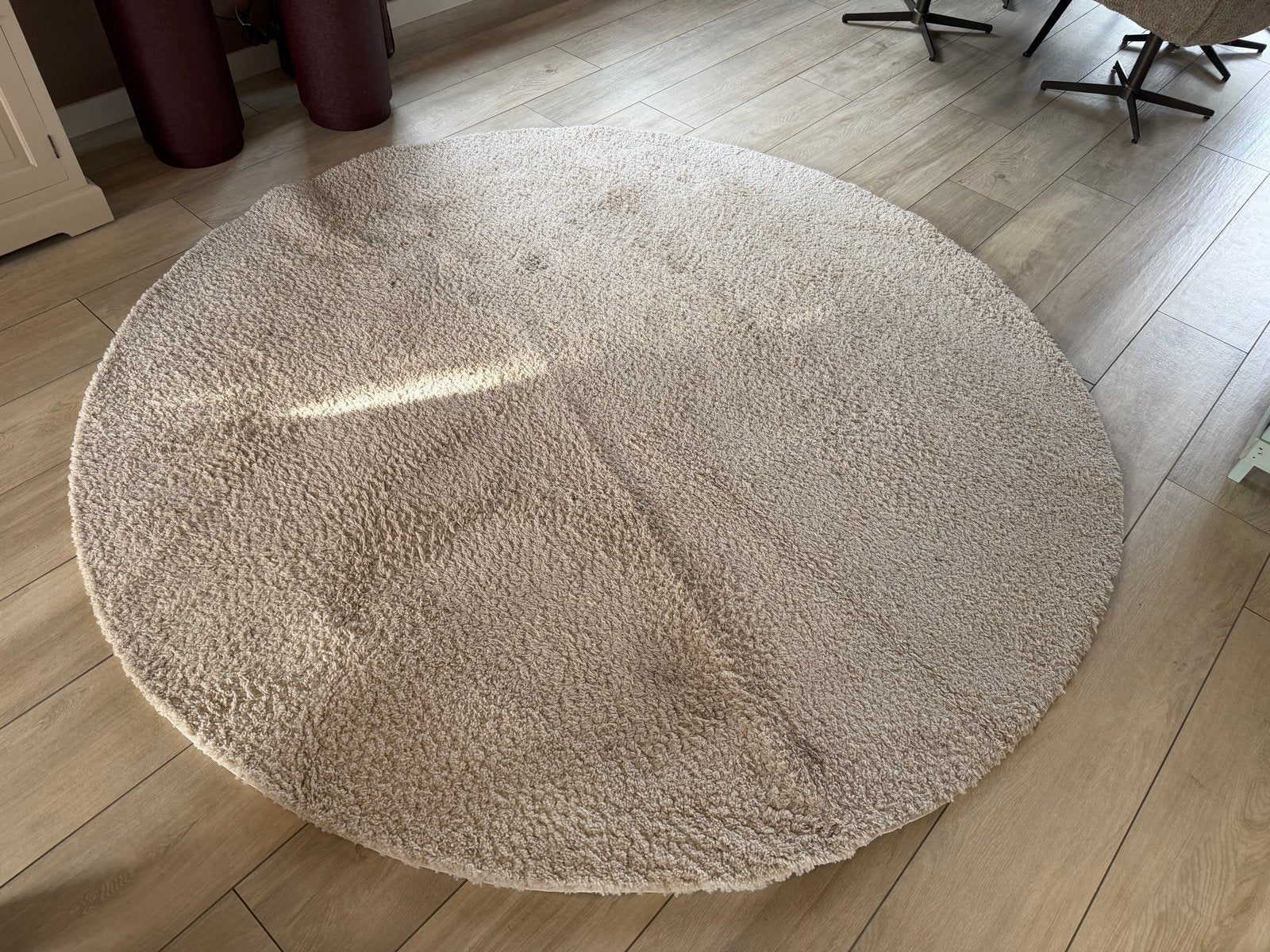 Rond vloerkleed - Beige/Crème - Zacht en comfortabel, Gebruikt, 100 tot 150 cm, Beige, Rond