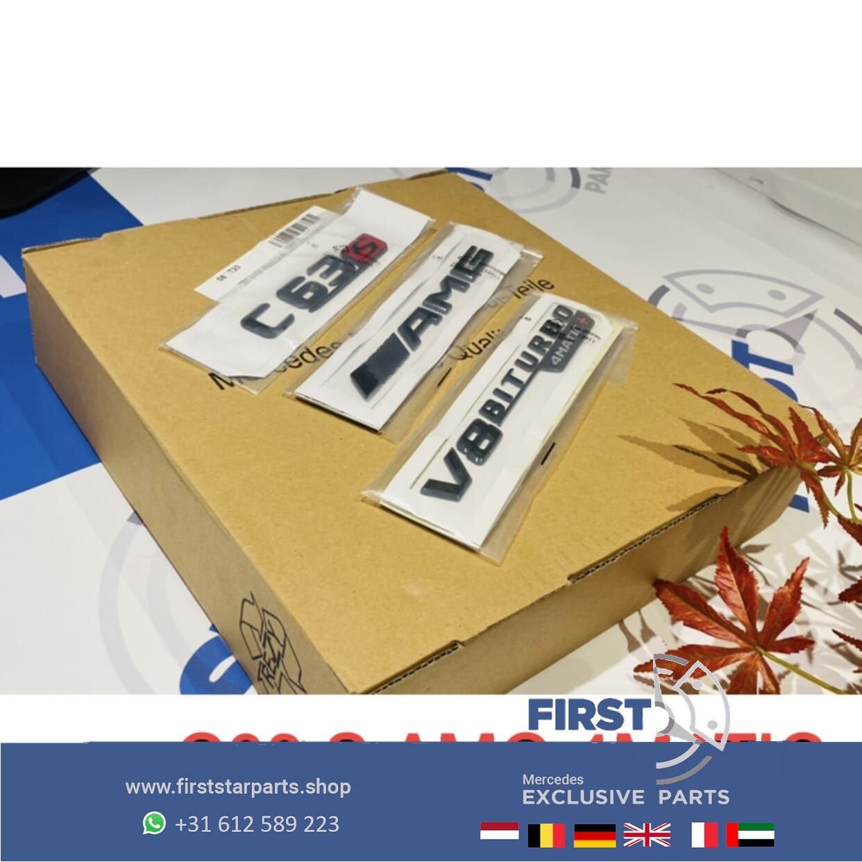 W205 C63S AMG LOGO SET C 63 S ZWART EMBLEMEN SET Mercedes C, Gebruikt, -, Ophalen of Verzenden, -