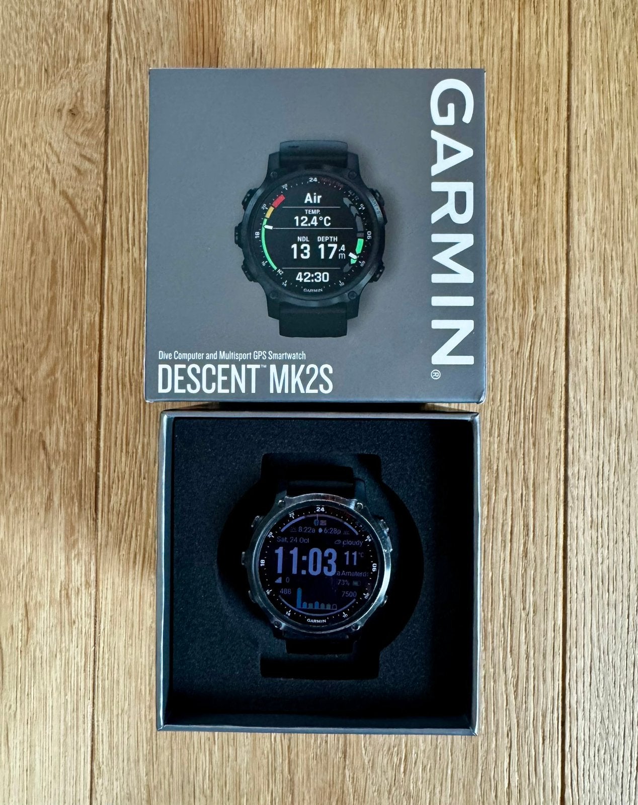 Garmin Descent MK2S, Gebruikt, Stappen, Zwart, Ophalen of Verzenden