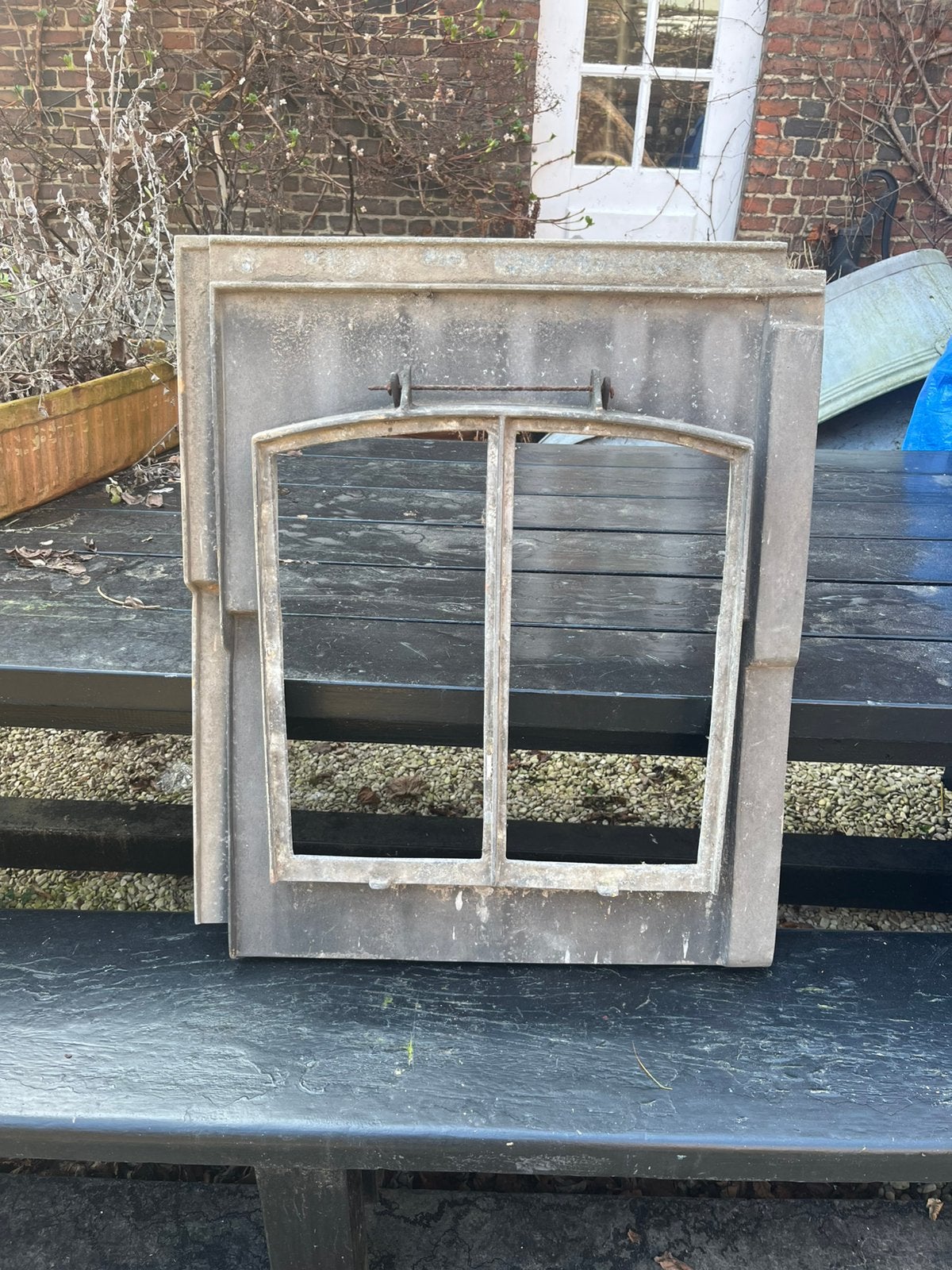 ANTIEK ZINKEN DAKRAAM DECO SPIEGEL, Ophalen of Verzenden