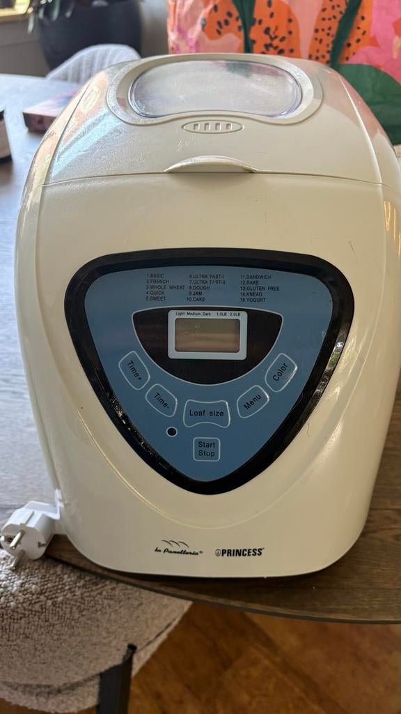 Princess Broodbakmachine La Panetteria, Witgoed en Apparatuur, Broodbakmachines, 800 tot 1200 gram deeg, Ophalen, Met timer, Gebruikt