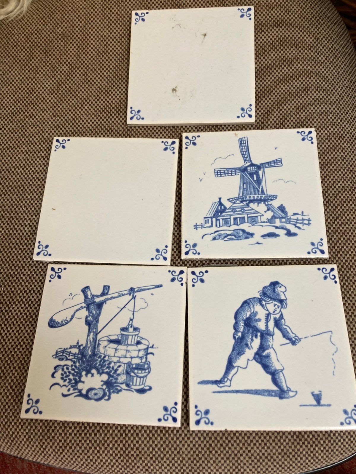 Delfts Blauwe Tegels - Set van 5 met Hollandse Scènes, Ophalen